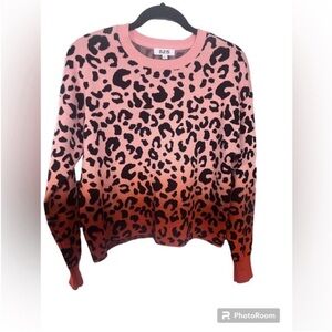 525 America Leopard Dip Dye Ombre Sweater in Papaya Multi Neon sz Small
